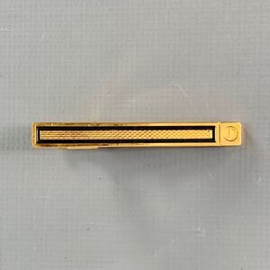 DUNHILL One Size Gold Black Embossed Metal Tie Clip
